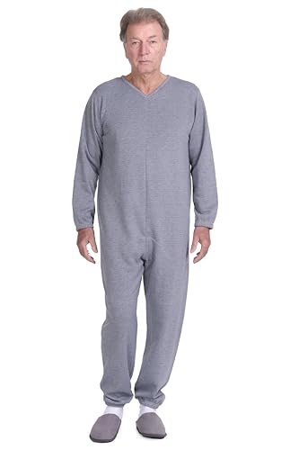 FERRUCCI COMFORT Winter-Sanitärpyjama mit Rückenreißverschluss, 9014/1, für Inkontinenz, Alzheimer, Demenz, Schwerer Stoff, Baumwolle und Polyester (Blau, XL) von FERRUCCI COMFORT