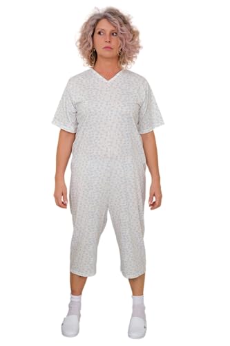 FERRUCCI COMFORT Inkontinenz-Pyjama mit Reißverschluss am Rücken - 9012/5 - Für ältere Menschen, Alzheimer oder Altersdemenz, Sommer, Kurze Ärmel und Hosen (Frau, L) von FERRUCCI COMFORT