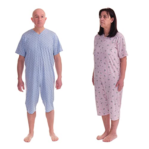 FERRUCCI COMFORT Einteiliger Pyjama mit Reißverschluss am Rücken und kurzen Ärmeln - 9008/6 - Für ältere Menschen, Alzheimer, Inkontinenz (Rosa, L) von FERRUCCI COMFORT