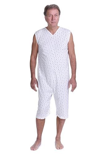 FERRUCCI COMFORT Sommer-Pyjama mit Reißverschluss am Rücken aus 100 % Baumwolle – 9012/7 – Damen und Herren – für ältere Menschen, Inkontinenz, Alzheimer, Herren., M von FERRUCCI COMFORT