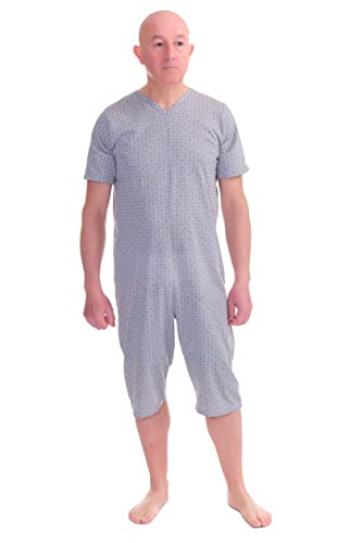 FERRUCCI COMFORT Sommer Sanitäranzug mit 3 Reißverschlüssen aus Baumwolle mit kurzen Ärmeln und kurzen Hosen - 9008/6 - Made in Italy - geeignet für ältere Menschen (XXL, Rosa) von FERRUCCI COMFORT