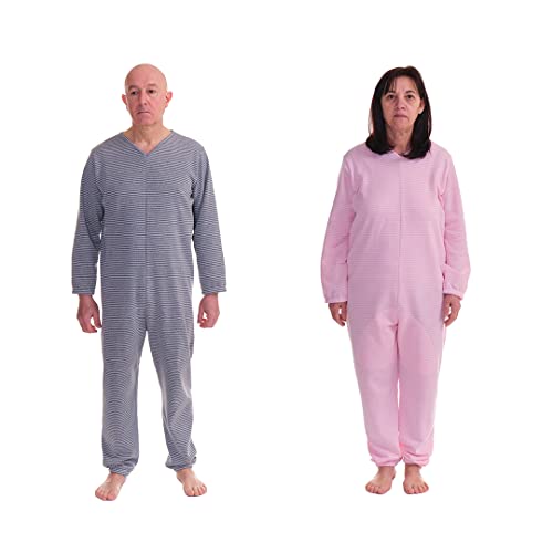 FERRUCCI COMFORT Wintersanitärpyjama mit Rückenreißverschluss - 9014/1 - Für Alzheimer, Inkontinenz, Ältere Männer/Frauen (Rosa, L) von FERRUCCI COMFORT