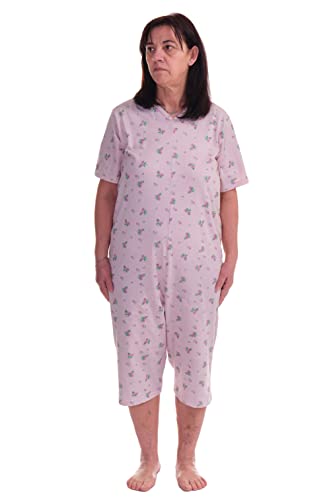 FERRUCCI Schlafanzug für Gesundheit, Komfort, kurze Ärmel, 1 Reißverschluss/Reißverschluss hinter dem Sommerrücken (Rosa, XL) von FERRUCCI COMFORT