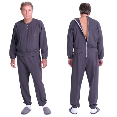 Hygieneanzug für ältere Menschen, Inkontinenz oder Alzheimer - 9010 - Rückenverschluss, einteilig, grau, XL von FERRUCCI COMFORT