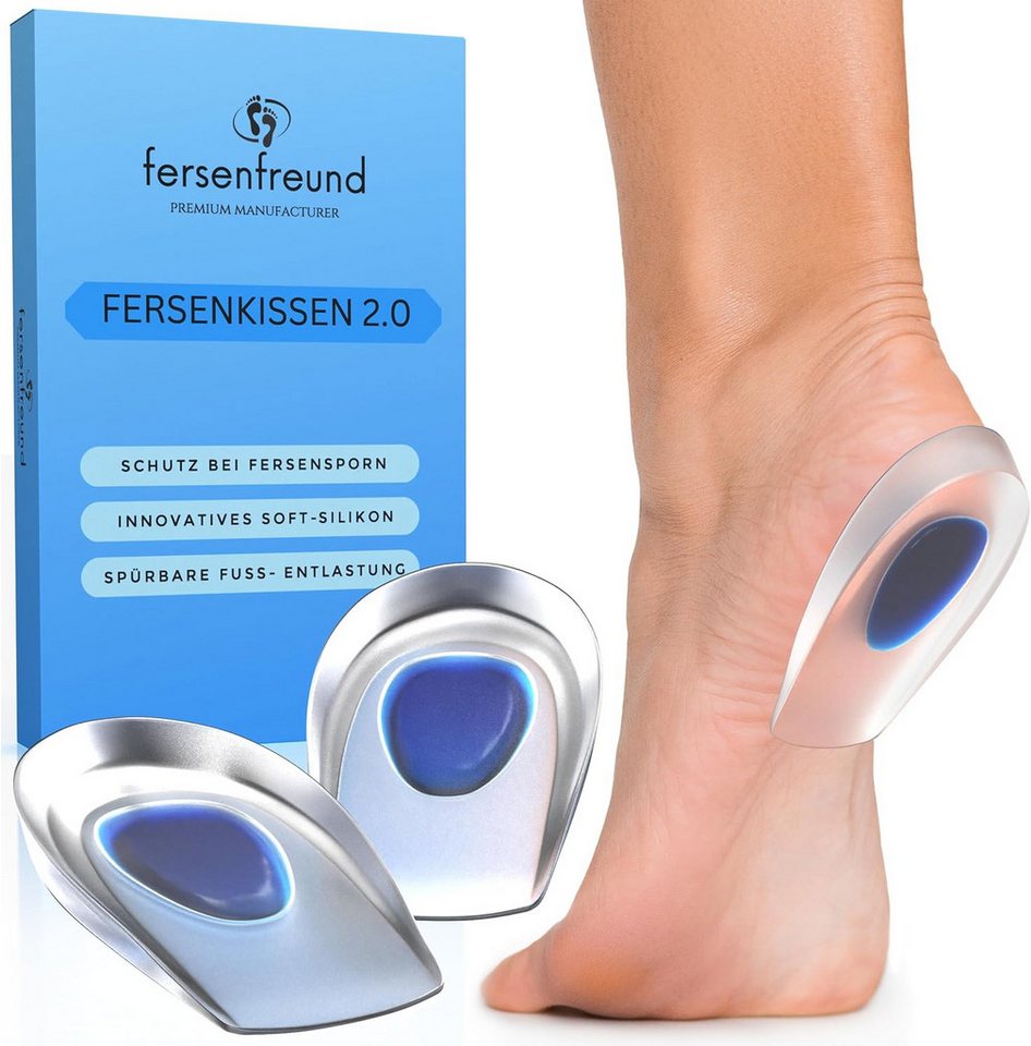 FERSENFREUND Fersenspornhilfe FERSENFREUND© Fersensporn Einlagen Fersenkissen aus 100% Silikon, Fersenpolster Geleinlagen Fersenkeil Gelkissen Schuhe Schuheinlagen von FERSENFREUND