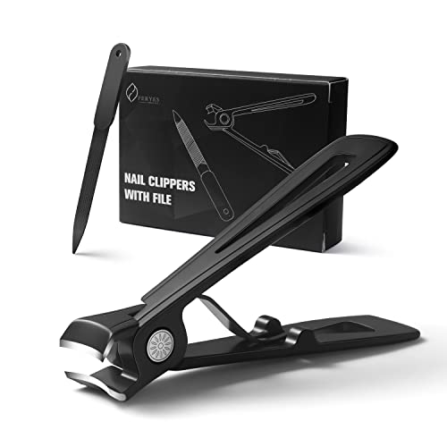 FERYES Großer Zehennagelknipser für dicke Nägel mit Metall-Nagelfeile – 15 mm breite Backe Nagelknipser für harte Fernail – Edelstahl-Nagelschneider Fernail Clipper für Senioren, Männer und Frauen von FERYES