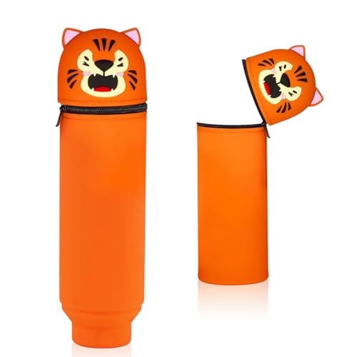 FESDMOH Kawaii Federmäppchen aus Weichem Silikon, Etui Schule, Mäppchen, Federtasche Mädchen Teenager, Federmappen für Schule, Büro (Tiger) von FESDMOH