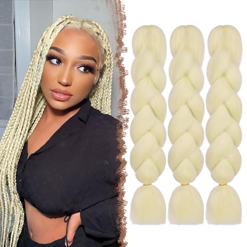 FESHFEN Braiding Hair Extensions Hellblond, 3 Stücke Jumbo Braids Kanekalon Kunsthaar Zöpf Box Crochet Braids Haarverlängerung Haar Extension für Damen 60 cm FESHFEN Braiding Hair Extensions Hellblond, 3 Stücke Jumbo Braids Kanekalon Kunsthaar Zöpf Box Crochet Braids Haarverlängerung Haar Extension für Damen 60 cm von FESHFEN