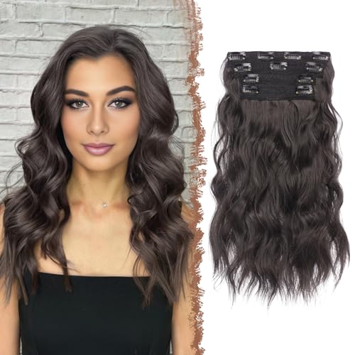 FESHFEN Clip in Extensions, 4PCs Lang Wellig Voller Kopf Haarverlängerungen mit Clips Synthetik Gewellt Natürlich Schwarz Haarextension Wavy Haar Extensions Clip in Haarteil für Damen 40 cm FESHFEN Clip in Extensions, 4PCs Lang Wellig Voller Kopf Haarverlängerungen mit Clips Synthetik Gewellt Natürlich Schwarz Haarextension Wavy Haar Extensions Clip in Haarteil für Damen 40 cm von FESHFEN