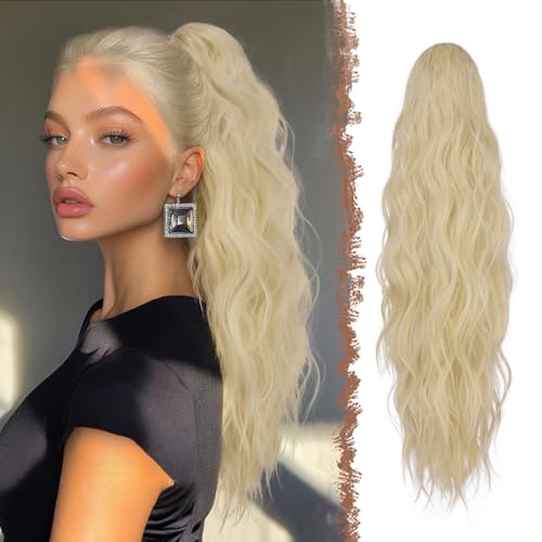 FESHFEN Gewellt Pferdeschwanz Haarteil mit Klammer, Cruly Lang Zopf Extensions Claw Clip in Wavy Ponytail Extension Synthetik Haarverlängerung für Frauen Damen 63cm Bleiches Aschblond FESHFEN Gewellt Pferdeschwanz Haarteil mit Klammer, Cruly Lang Zopf Extensions Claw Clip in Wavy Ponytail Extension Synthetik Haarverlängerung für Frauen Damen 63cm Bleiches Aschblond von FESHFEN