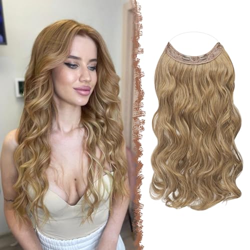 FESHFEN Invisible Hair Extensions Secrets Haarverlängerungen mit Draht Braun Blond Synthetisch Verstellbar Lockiges Haar Langes Gewelltes Geheimes Haarteil für Frauen 45cm FESHFEN Invisible Hair Extensions Secrets Haarverlängerungen mit Draht Braun Blond Synthetisch Verstellbar Lockiges Haar Langes Gewelltes Geheimes Haarteil für Frauen 45cm von FESHFEN