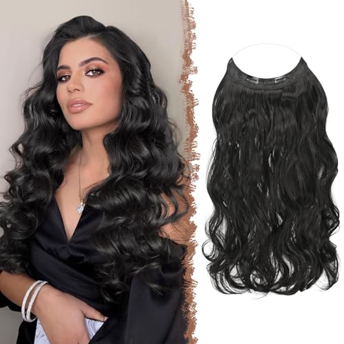FESHFEN Invisible Hair Extensions Secrets Haarverlängerungen mit Draht Natürliches Schwarz Synthetisch Verstellbar Lockiges Haar Langes Gewelltes Geheimes Haarteil für Frauen 50cm FESHFEN Invisible Hair Extensions Secrets Haarverlängerungen mit Draht Natürliches Schwarz Synthetisch Verstellbar Lockiges Haar Langes Gewelltes Geheimes Haarteil für Frauen 50cm von FESHFEN