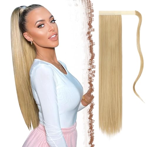 FESHFEN Lang Glattes Pferdeschwanz Haarteil Synthetik Haarverlängerung Zopf Haar Extension Glatt Lang Pferdeschwanz für Damen Mädchen, 60 cm von FESHFEN