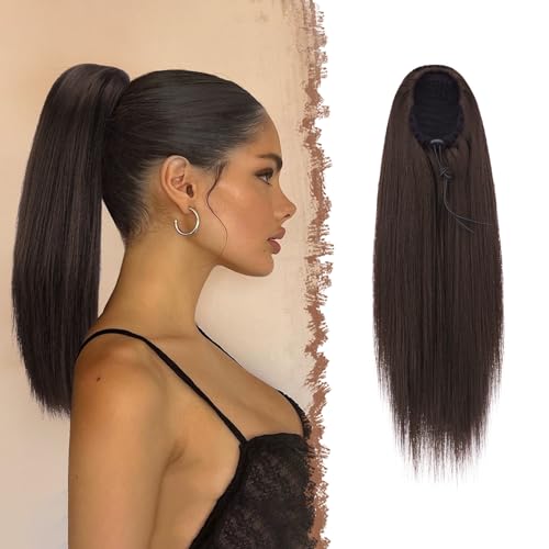 FESHFEN Pferdeschwanz Extensions mit Kordelzug Lang Gerade Zopf Pferdeschwanz Haarteil Glatt Haarverlängerungen Synthetik Drawstring Ponytail Extension für Damen 40 cm Braun FESHFEN Pferdeschwanz Extensions mit Kordelzug Lang Gerade Zopf Pferdeschwanz Haarteil Glatt Haarverlängerungen Synthetik Drawstring Ponytail Extension für Damen 40 cm Braun von FESHFEN