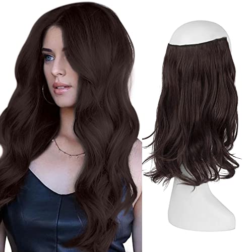 FESHFEN Secrets Hair Extensions, Lange Gewellt Haarverlängerungen Invisible Secret Extensions Synthetik Haare Unsichtbarem Extension 1 Tresse Haarteile für Damen 35 cm von FESHFEN