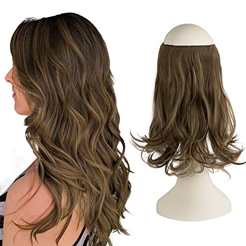 FESHFEN Secrets Hair Extensions, Lange Gewellt Haarverlängerungen Invisible Secret Extensions Synthetik Haare Unsichtbarem Extension 1 Tresse Haarteile für Damen 35 cm von FESHFEN