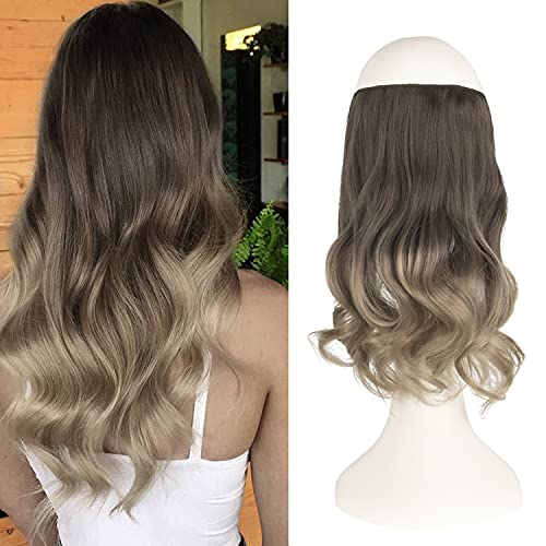 FESHFEN Secrets Hair Extensions, Lange Gewellt Haarverlängerungen Invisible Secret Extensions Synthetik Haare Unsichtbarem Extension 1 Tresse Haarteile für Damen 35 cm von FESHFEN