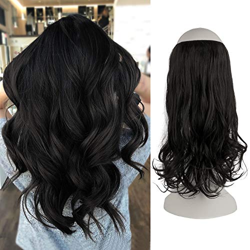 FESHFEN Secrets Hair Extensions, Lange Gewellt Haarverlängerungen Invisible Secret Extensions Synthetik Haare Unsichtbarem Extension 1 Tresse Haarteile für Damen 45 cm von FESHFEN