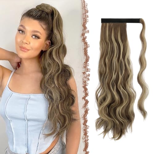 FESHFEN Zopf Pferdeschwanz Haare Extensions Lang Wellig Lockig Clip in Ponytail Synthetik Haarzopf Haarverlängerung Haarteil für Damen, 60 cm Hellbraun & Blond FESHFEN Zopf Pferdeschwanz Haare Extensions Lang Wellig Lockig Clip in Ponytail Synthetik Haarzopf Haarverlängerung Haarteil für Damen, 60 cm Hellbraun & Blond von FESHFEN