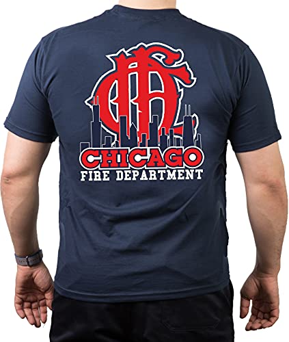 CHICAGO FIRE Dept. CFD/Skyline/old emblem, navy T-Shirt, 4XL von FEUER1