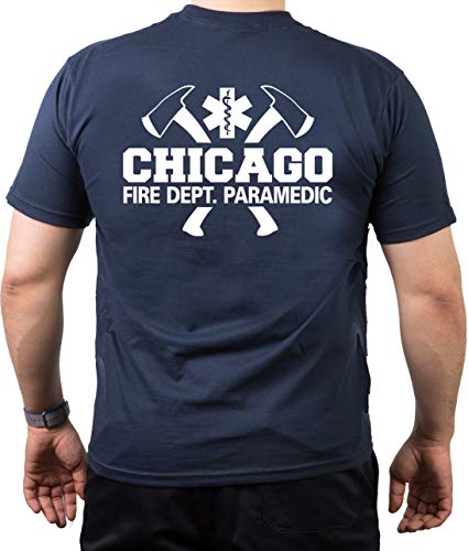 Chicago FIRE Dept. Axes and Star of Life Paramedic, Navy T-Shirt (L) von FEUER1