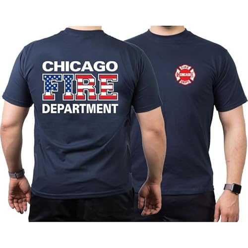 Chicago FIRE Dept. Flag-Edition, Navy T-Shirt 3XL von FEUER1