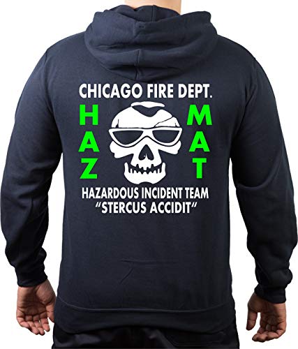 Chicago FIRE Dept. HAZ MAT Incident Team, Green, Navy Hoodie (L) von FEUER1
