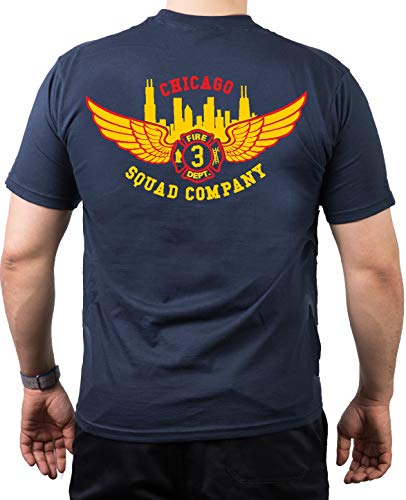 Chicago FIRE Dept. Squad 3 Eagle Wings, Skyline, Emblem, T-Shirt Navy (L) von FEUER1