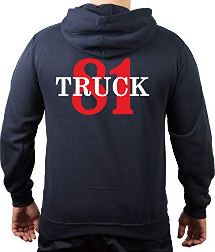 Chicago FIRE Dept. Truck 81, red, Old Emblem, Navy Hoodie (L) von FEUER1