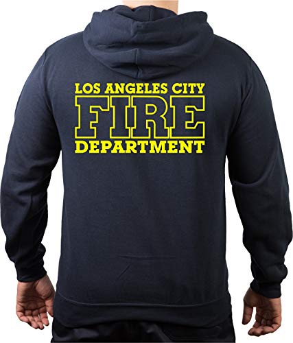 FEUER1 Hoodie Navy, Los Angeles City Fire Department, neon Yellow (L) von FEUER1