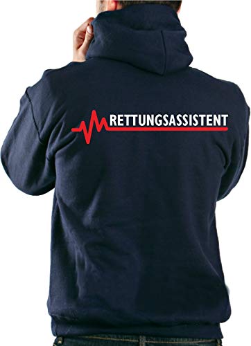 FEUER1 Hoodie Navy, RETTUNGSASSISTENT mit roter EKG-Linie L von FEUER1