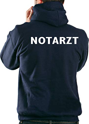 FEUER1 Kapuzensweatjacke Navy, Notarzt in Weiss M von FEUER1
