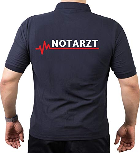 FEUER1 Polo Navy, Notarzt mit roter EKG-Linie 3XL von FEUER1