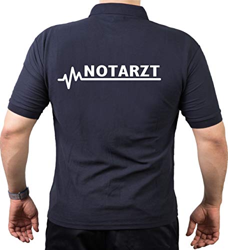 FEUER1 Polo Navy, Notarzt mit weißer EKG-Linie, L von FEUER1