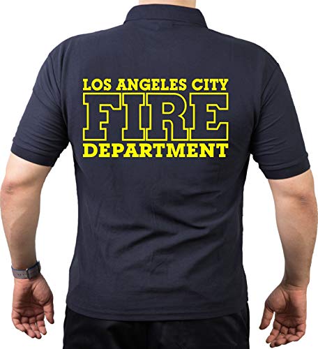 FEUER1 Poloshirt Navy, Los Angeles City Fire Department, neon Yellow (M) von FEUER1