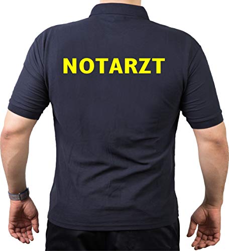 FEUER1 Poloshirt Navy, Notarzt in Neongelb XXL von FEUER1