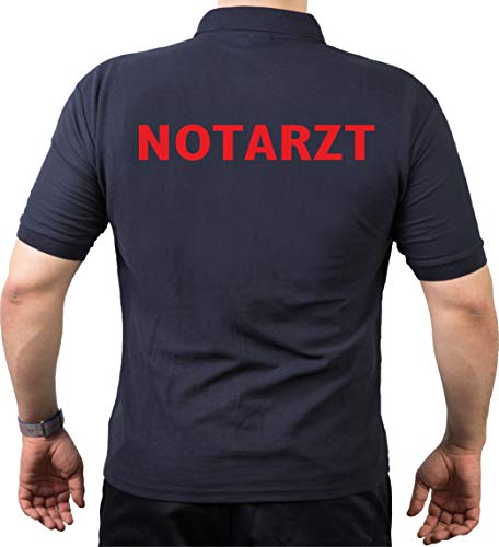 FEUER1 Poloshirt Navy, Notarzt in rot M von FEUER1