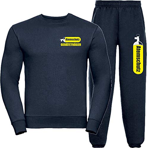 FEUER1 Sweat-Jogginganzug Navy, ATEMSCHUTZ GERÄTETRÄGER gelb/Silber M von FEUER1