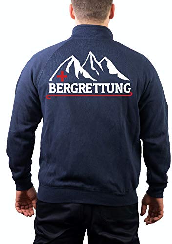 FEUER1 Sweatjacke Navy, BERGRETTUNG mit Bergmotiv Weiss/rot XXL von FEUER1
