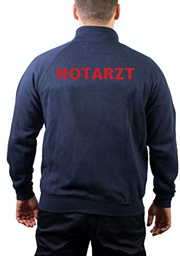 FEUER1 Sweatjacke Navy, Notarzt in rot L von FEUER1