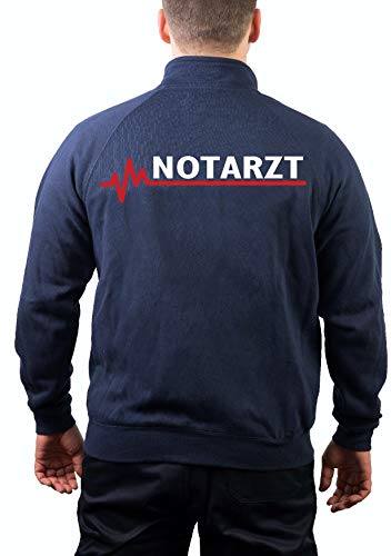 FEUER1 Sweatjacke Navy, Notarzt mit roter EKG-Linie L von FEUER1