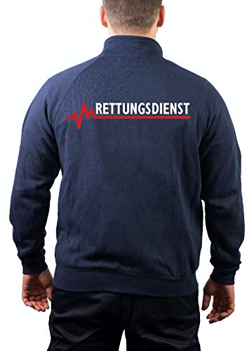 FEUER1 Sweatjacke Navy, Rettungsdienst mit roter EKG-Linie L von FEUER1