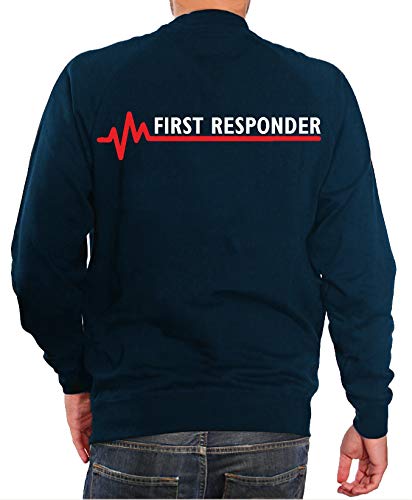 FEUER1 Sweatshirt Navy, First Responder mit roter EKG-Linie M von FEUER1