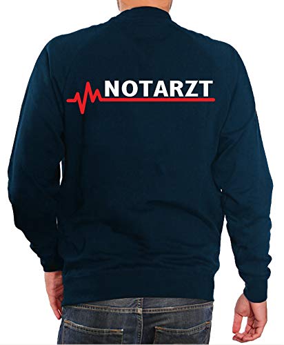 FEUER1 Sweatshirt Navy, Notarzt mit roter EKG-Linie L von FEUER1