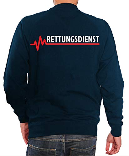 FEUER1 Sweatshirt Navy, Rettungsdienst mit roter EKG-Linie L von FEUER1