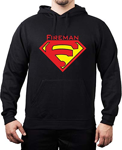 Hoodie Black,Fireman anstatt Superman (rot/Neongelb) XXL von FEUER1