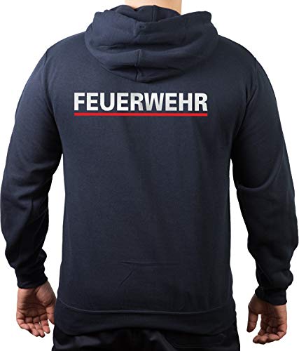 Hoodie Navy, Feuerwehr Silber mit rotem Streifen (L) von FEUER1