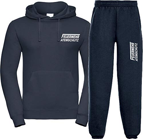 Kapuzen-Jogginganzug Navy, Feuerwehr ATEMSCHUTZ langes F weiß M von FEUER1