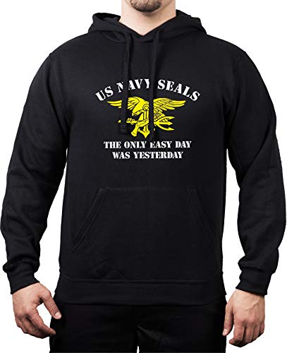 Kapuzensweat Black, Navy Seals - The Only Easy Day was Yesterday (Weiss/gelb) XXL von FEUER1