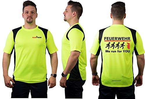 Laufshirt Neongelb/schwarz, Feuerwehr We Run for You, atmungsaktiv XL von FEUER1